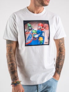RESELL T-shirt in cotone con stampa MARIO KART 382 Bianca (2)