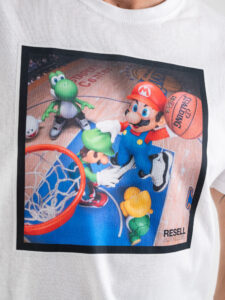 RESELL T-shirt in cotone con stampa MARIO KART 382 Bianca (3)