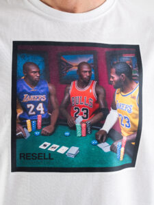 RESELL T-shirt in cotone con stampa NBA POKER 391 Bianca (5)