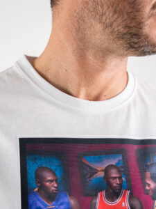 RESELL T-shirt in cotone con stampa NBA POKER 391 Bianca (6)