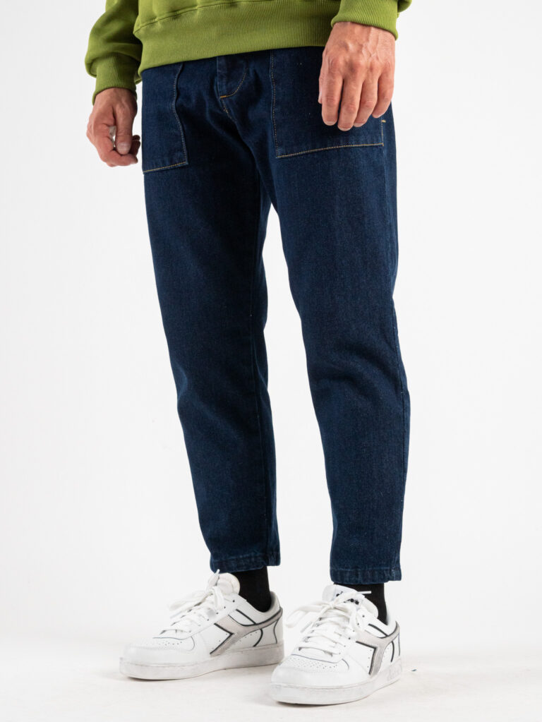 SEVENTWOSEVEN Jeans lavaggio scuro senza rotture con tasconi 110C Blu1 MOD MOD Jeans work lavaggio scuro senza rotture con tasconi 110/C Blu