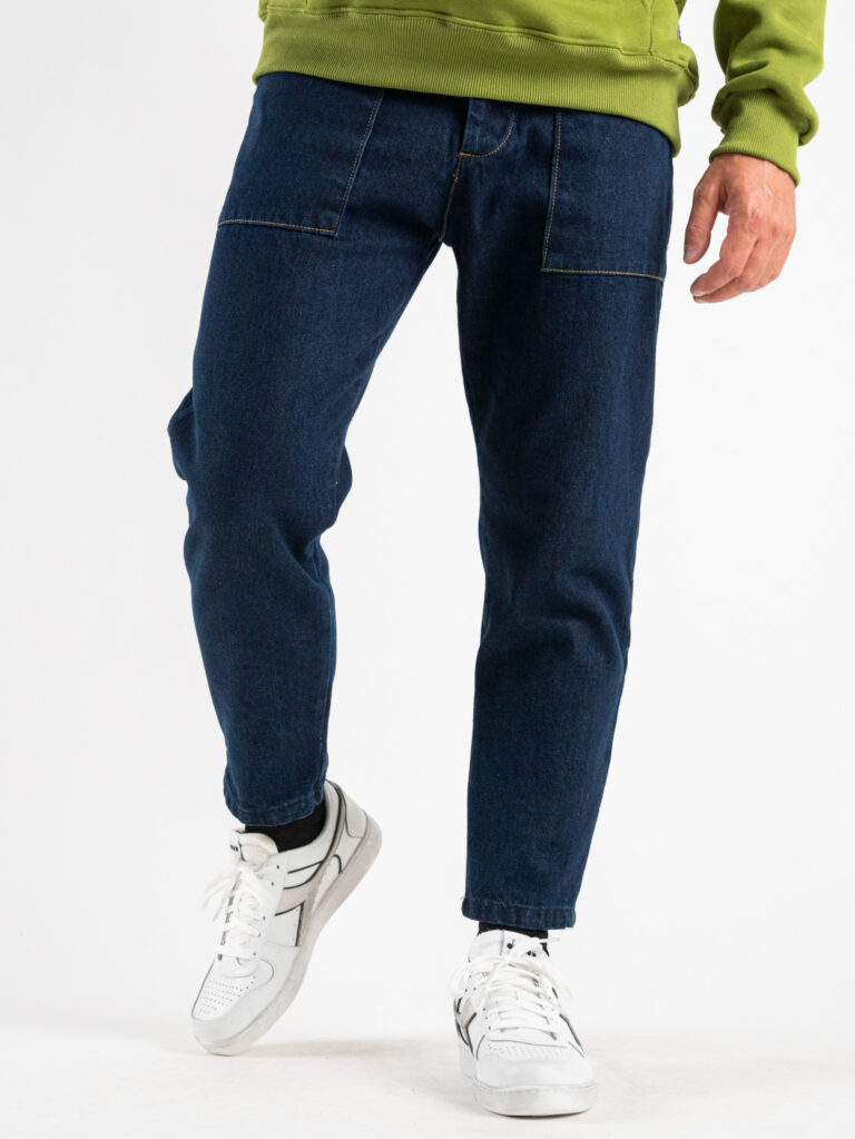 SEVENTWOSEVEN Jeans lavaggio scuro senza rotture con tasconi 110C Blu2 MOD MOD Jeans work lavaggio scuro senza rotture con tasconi 110/C Blu