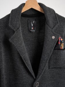 V2 Giacca in maglia misto lana lavorata multicolor con pochette GUPPQT NeraGrigia (8)