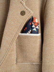 V2 Giacca in maglia misto lana lavorata multicolor con pochette GUPPQT PannaCammello (2)