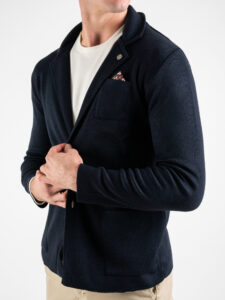 V2 Giacca in maglia misto lana merino con pochette GULP Blu (6)