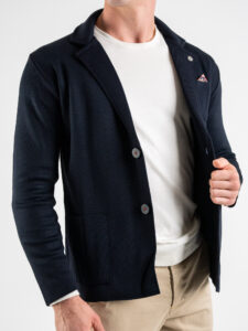 V2 Giacca in maglia misto lana merino con pochette GULP Blu (8)