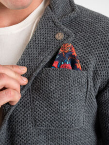 V2 Giacca in maglia misto lana merino con pochette GULPOPE Grigia (6)