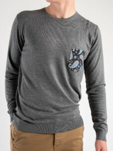 V2 Maglione girocollo basico con taschino BANDANA 26 Grigio (3)