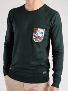 V2 Maglione girocollo basico con taschino FLOREALE 21 Verde (3)