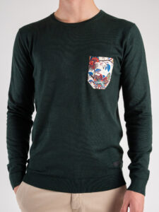V2 Maglione girocollo basico con taschino FLOREALE 21 Verde (5)