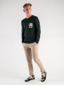 V2 Maglione girocollo basico con taschino FLOREALE 21 Verde (6)
