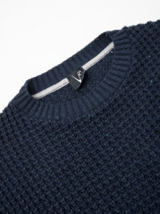 V2 Maglione girocollo misto lana con taschino PATCHWORK 22 Blu (5)