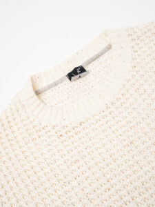 V2 Maglione girocollo misto lana con taschino PATCHWORK 22 Ecru (8)
