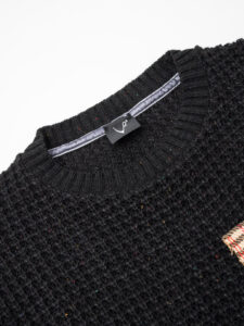 V2 Maglione girocollo misto lana con taschino PATCHWORK 22 Nero (8)