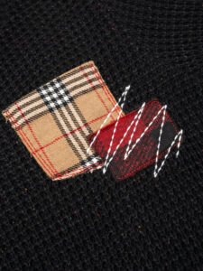 V2 Maglione girocollo misto lana con taschino PATCHWORK 22 Nero (9)