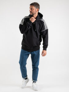 ADIDAS Felpa con cappuccio e logo piccolo HK7309 Nera (5)