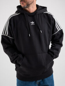 ADIDAS Felpa nera oversize con cappuccio logo e linee HK7309 Prezzo 94 99 Estasi Fashion