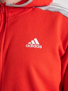ADIDAS Felpa con zip,cappuccio e logo HI5397 Rossa (6)