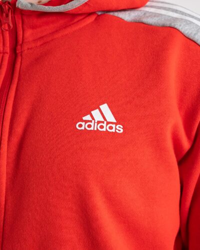 ADIDAS Felpa con zipcappuccio e logo HI5397 Rossa 6 ADIDAS ADIDAS Felpa rossa con capuccio e zip, logo e fasce grigie HI5397