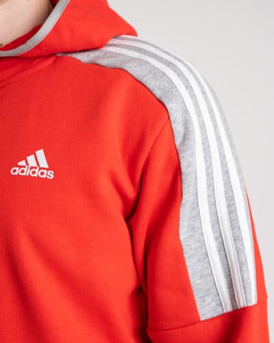 ADIDAS Felpa con zipcappuccio e logo HI5397 Rossa 7 ADIDAS ADIDAS Felpa rossa con capuccio e zip, logo e fasce grigie HI5397