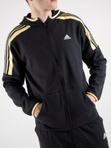 ADIDAS Felpa con zip,cappuccio e logo HK4460 Nera (4)