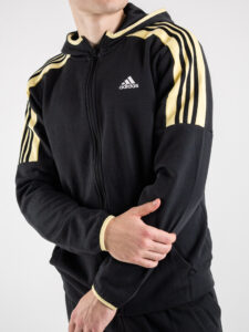 ADIDAS Felpa con zip,cappuccio e logo HK4460 Nera (5)