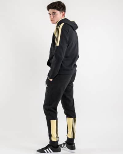 ADIDAS Felpa con zipcappuccio e logo HK4460 Nera 8 ADIDAS ADIDAS Felpa nera con cappuccio e zip, logo e fasce gialle HK4460