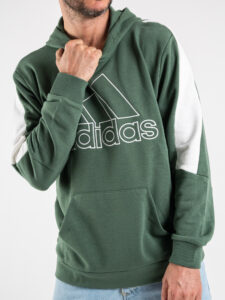 ADIDAS Felpa garzata con cappuccio e logo HM7876 Verde (3)