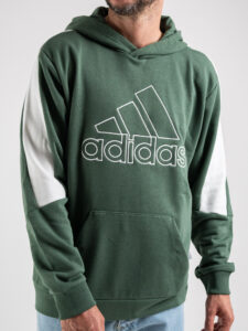 ADIDAS Felpa garzata con cappuccio e logo HM7876 Verde (5)