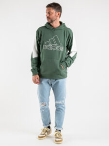 ADIDAS Felpa garzata con cappuccio e logo HM7876 Verde (8)