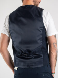 BERNA Gilet in tessuto tecnico con bottone in fantasia 223081 Blu (1)