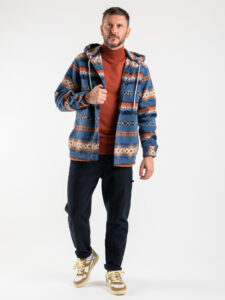 BL11 Giacchetta in fantasia peruviana con cappuccio FLA Blu (8)