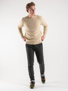 BL11 Maglione girocollo misto lana lavorato BELLINI Beige (1)