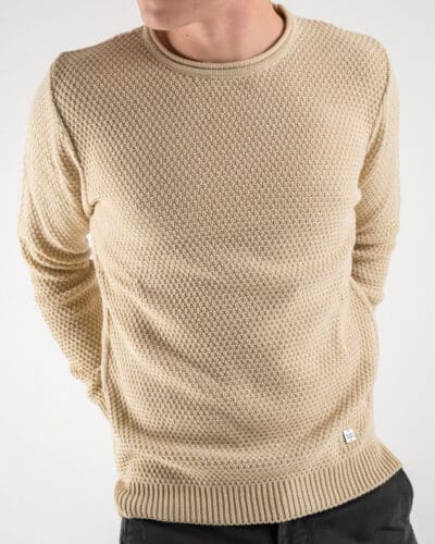 BL11 Maglione girocollo misto lana lavorato BELLINI Beige 3 BL.11 BL11 Maglione girocollo misto lana lavorato BELLINI Beige