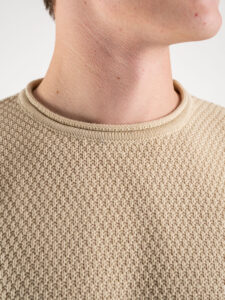 BL11 Maglione girocollo misto lana lavorato BELLINI Beige (4)