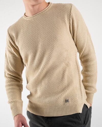 BL11 Maglione girocollo misto lana lavorato BELLINI Beige 6 BL.11 BL11 Maglione girocollo misto lana lavorato BELLINI Beige