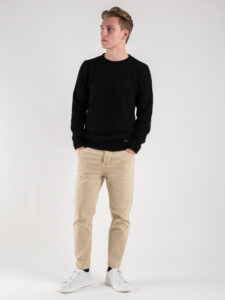 BL11 Maglione girocollo misto lana lavorato BELLINI Nero (7)