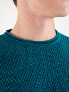 BL11 Maglione girocollo misto lana lavorato BELLINI Petrolio (7)
