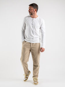 BL11 T-shirt serafino manica lunga in cotone BL23 Bianca (2)