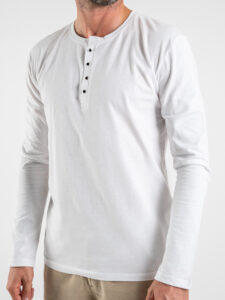 BL11 T-shirt serafino manica lunga in cotone BL23 Bianca (4)