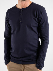 BL11 T-shirt serafino manica lunga in cotone BL23 Blu (2)