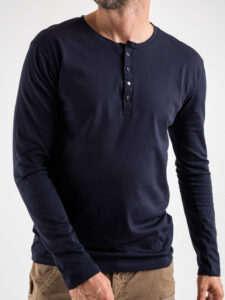 BL11 T-shirt serafino manica lunga in cotone BL23 Blu (3)