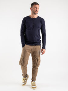 BL11 T-shirt serafino manica lunga in cotone BL23 Blu (5)