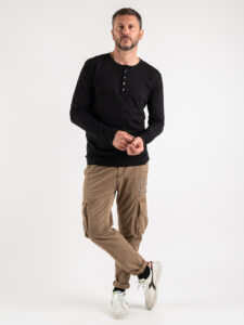 BL11 T-shirt serafino manica lunga in cotone BL23 Nera (1)