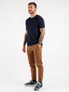 BL11 T-shirt serafino mezza manica in cotone BL23 Blu (1)