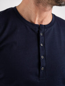 BL11 T-shirt serafino mezza manica in cotone BL23 Blu (4)