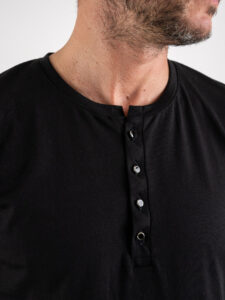 BL11 T-shirt serafino mezza manica in cotone BL23 Nera (2)