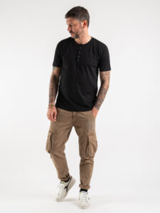 BL11 T-shirt serafino mezza manica in cotone BL23 Nera (5)
