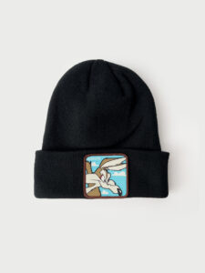 CAPSLAB Cuffia grigia con patch azzurra stampa looney tunes COYOTE Nero
