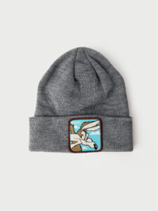 CAPSLAB Cuffia grigia con patch stampa azzurra looney tunes COYOTE grigia